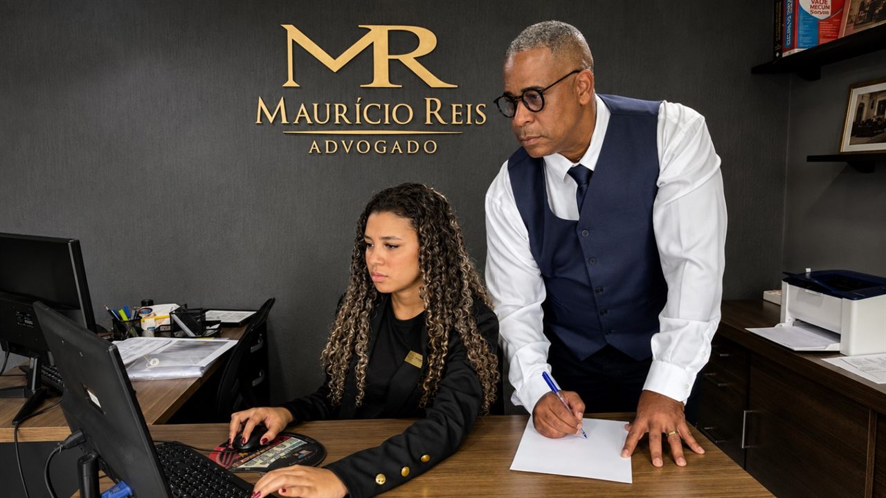 Equipe em atendimento no escritório